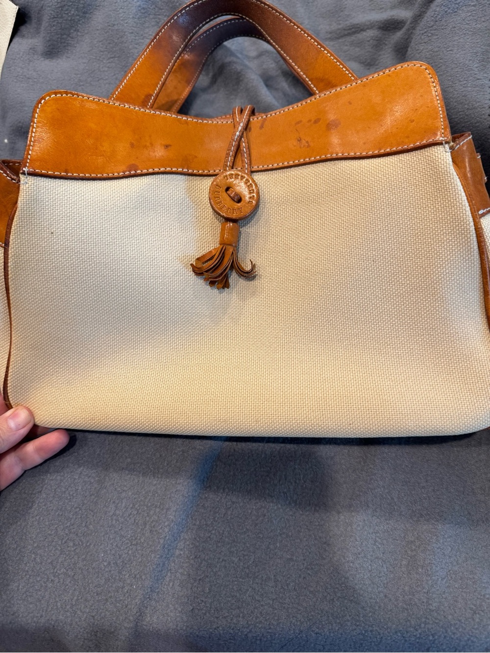 Burberry Blue Label from Japan Canvas & Leather Tote Handbag in Beige and Tan